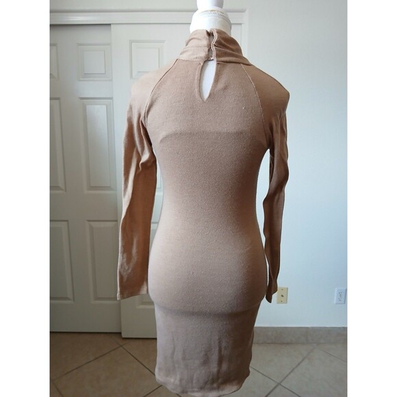 ASTR THE LABEL Wrap Neck Cutout Long Sleeve Brown Knit Dress Small - Picture 3 of 16